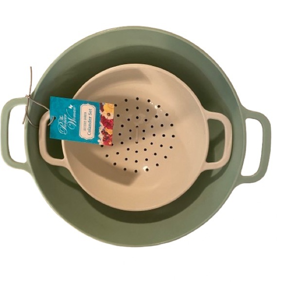 The Pioneer Woman Light Green and Cream Colander with Flowers Duo NWT - Picture 1 of 4